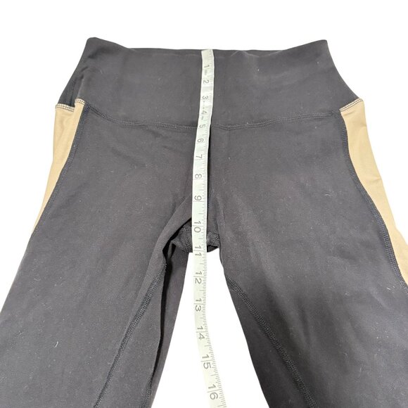 Alo Yoga Elevate Leggings Size M Black Tan Mesh Insert Hi Rise - Picture 8 of 9